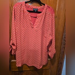 Fortune + IVY Women's ORANGE Polka Dot Blouse
